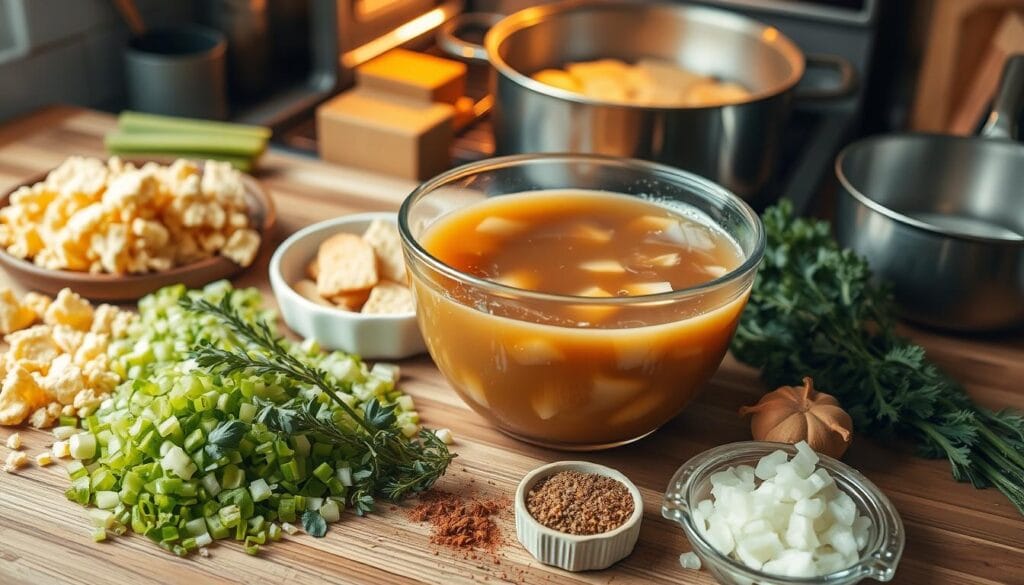 Moist Cornbread Dressing Preparation