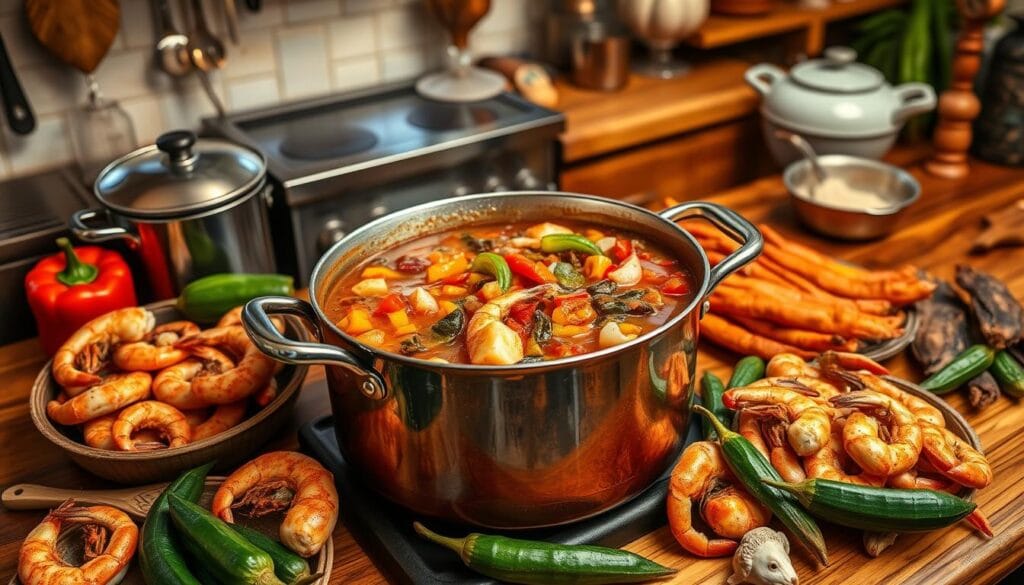 Southern Seafood Gumbo Preparation