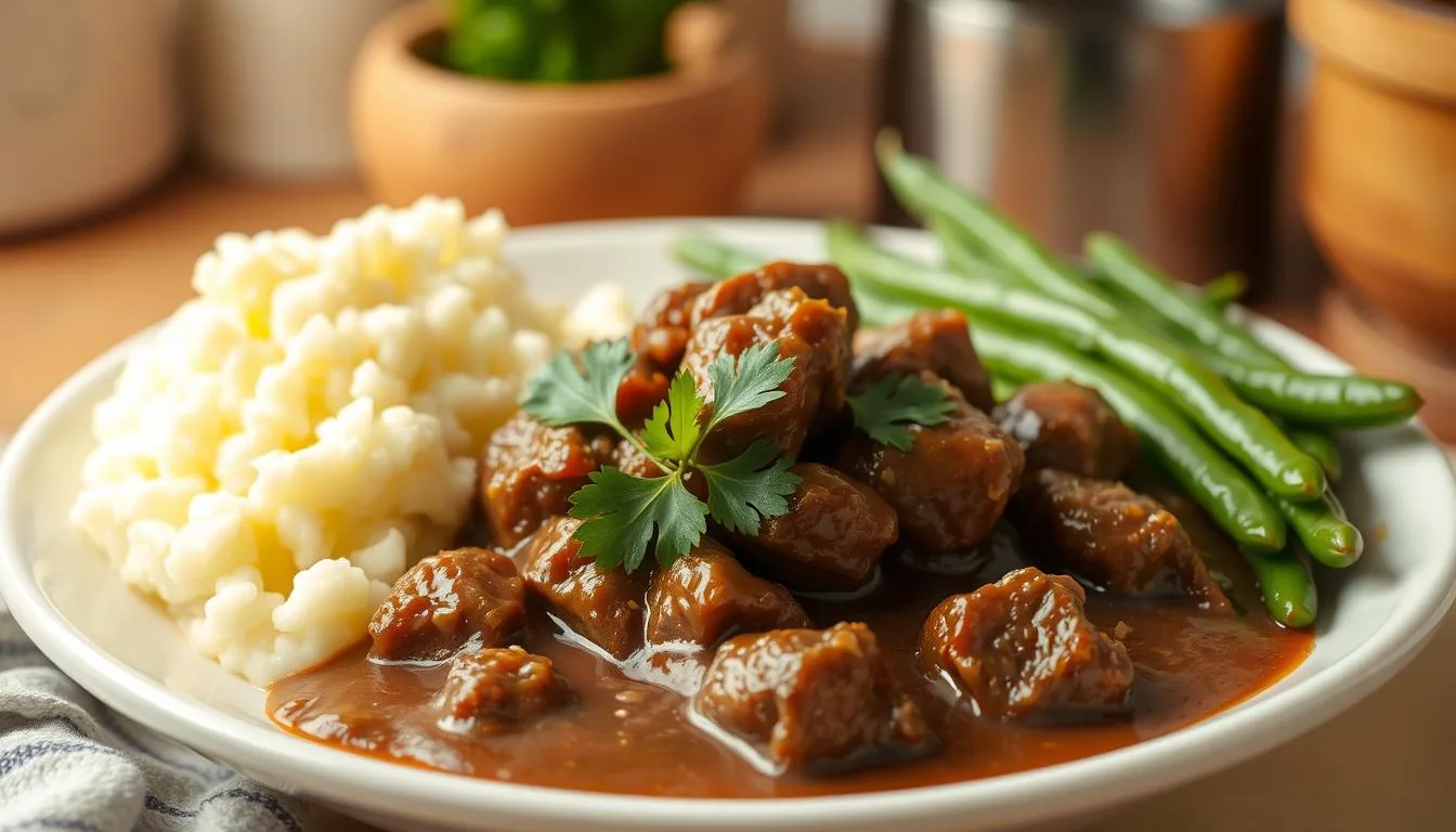 slow cooker beef tips and gravy